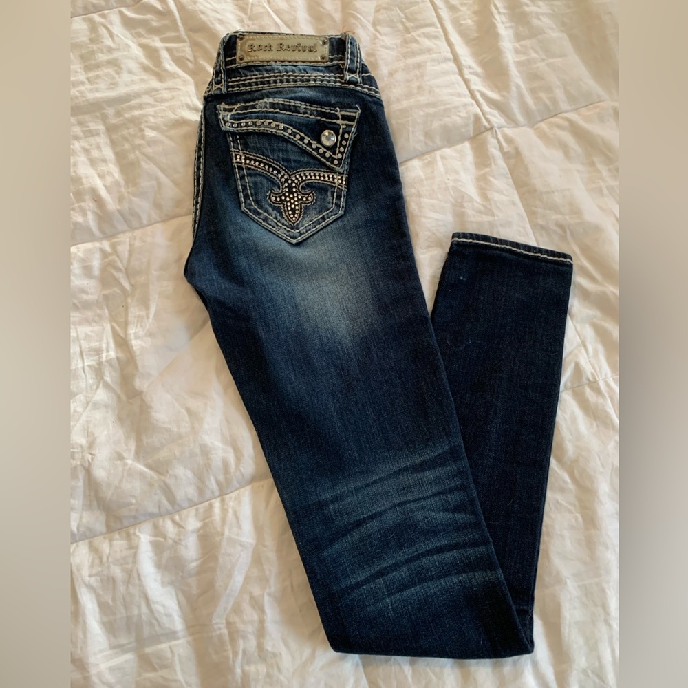 Rock Revival, skinny stretch jeans, Size 26,  embellished, EUC